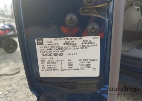 2002 Chevrolet Suburban 1500 Lt from USA, damaged, VIN 1GNEC16Z72J304858